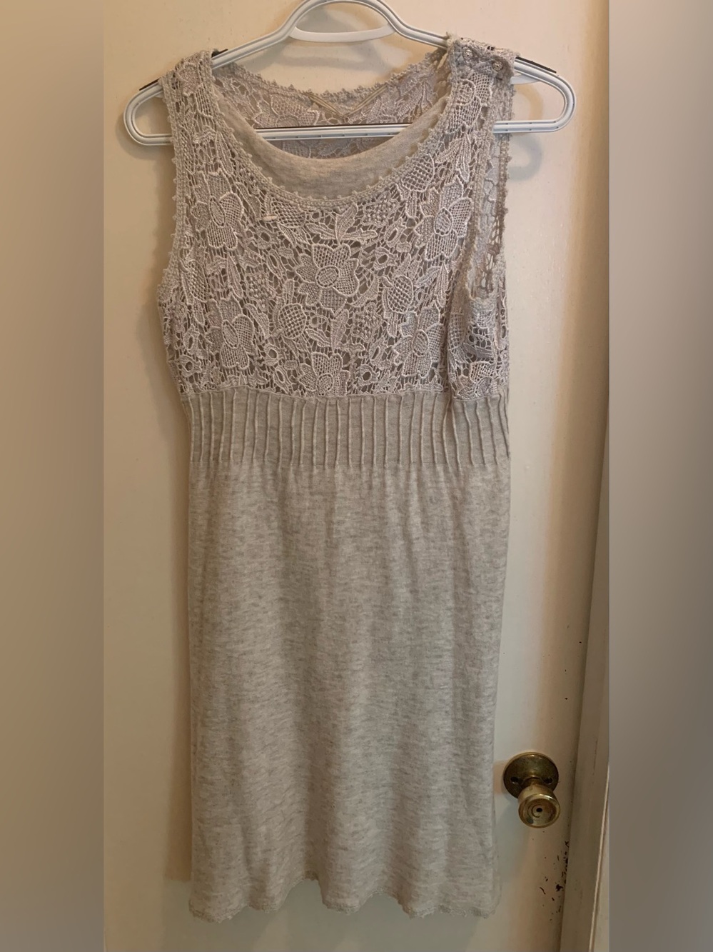Anthropologie Strapless Lace Knit Dress in cream